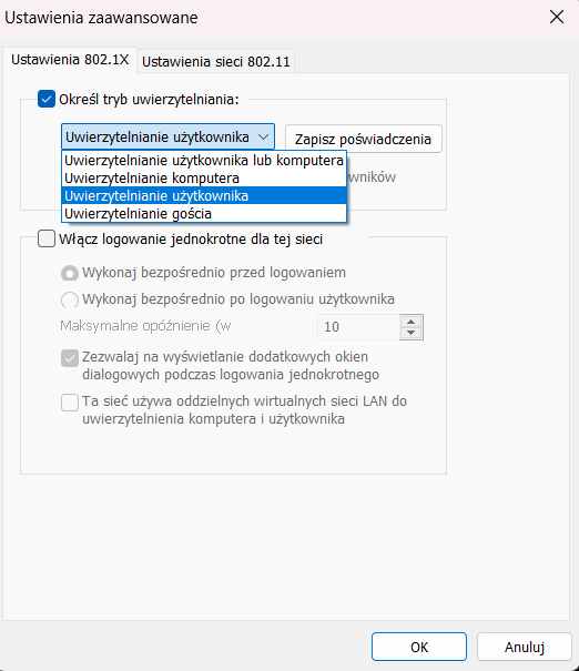 TTLS settings and PAP