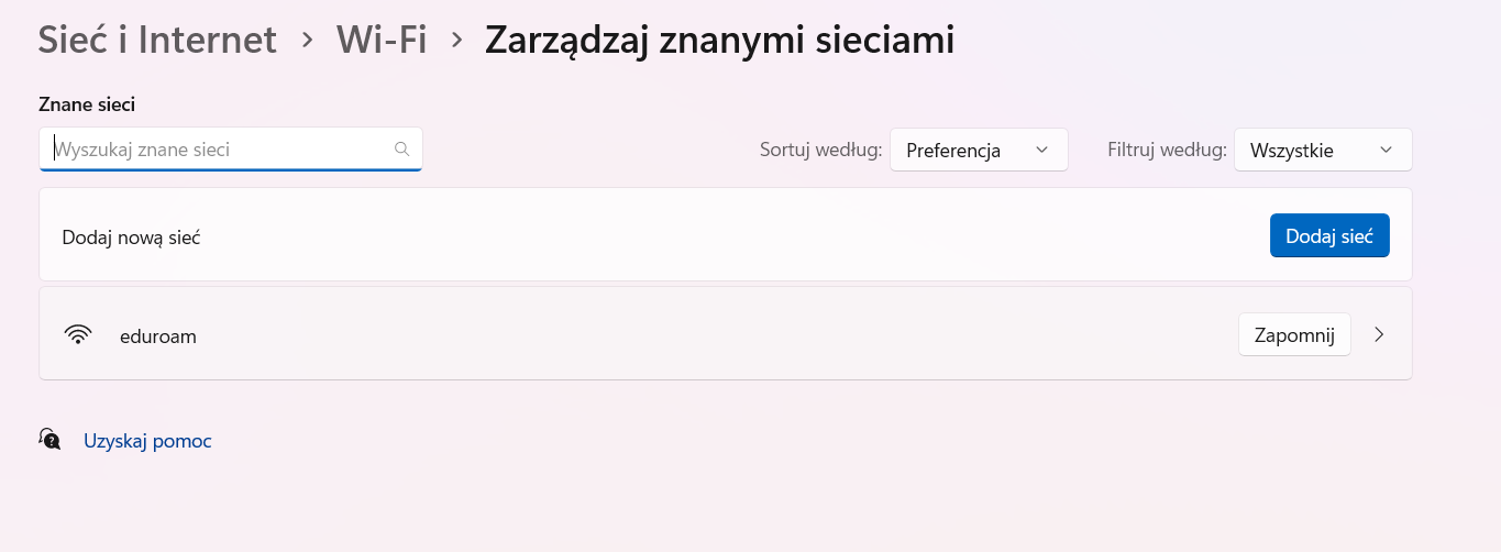 Forget the old eduroam profile