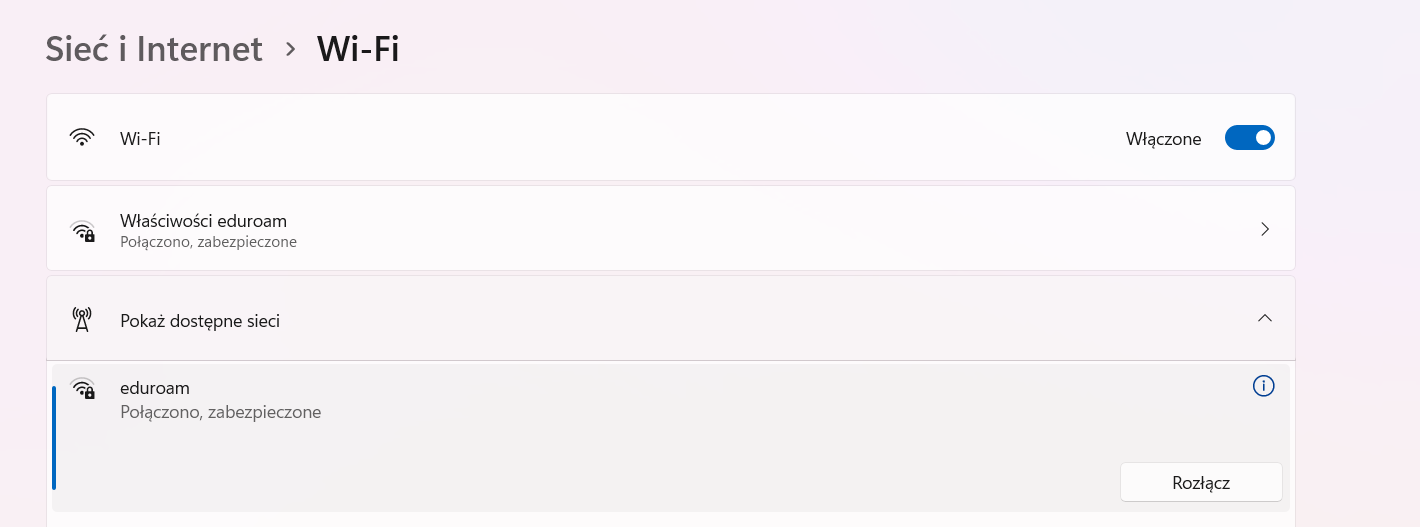 eduroam connected successfully
